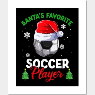 Santa's Favorite Soccer Player Christmas Pajamas Soccer Lovers Posters and Art